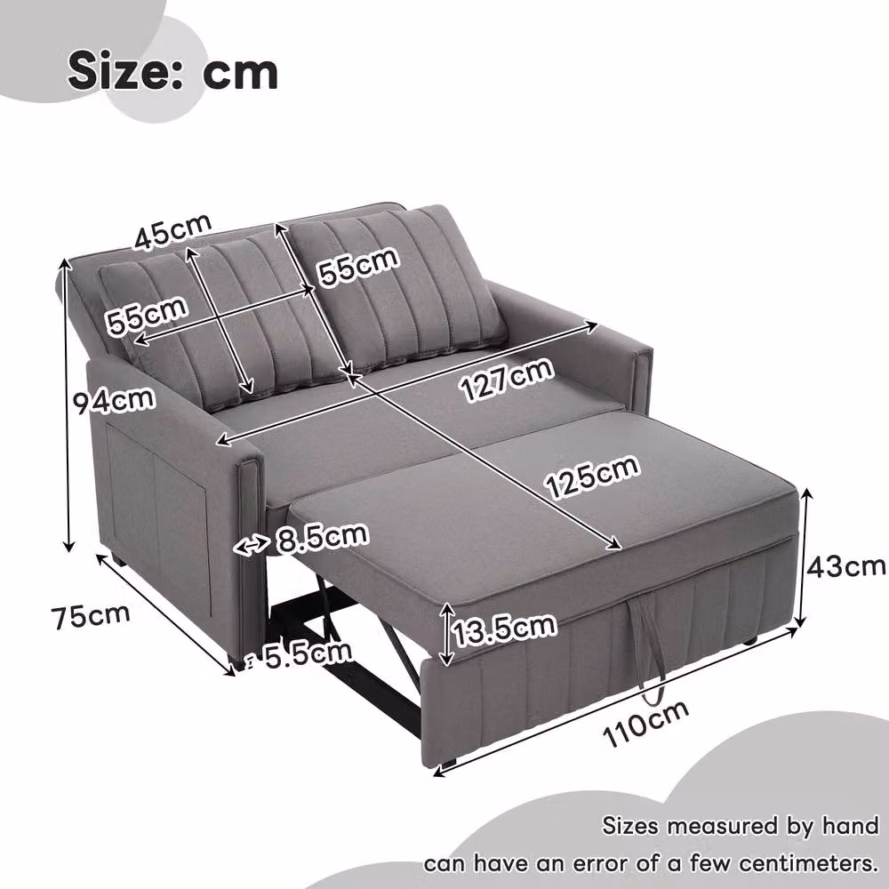 Merax 2-Seater Pull-Out Sofa Bed in Grey with Sleeping Function and Scatter Cushions – 2