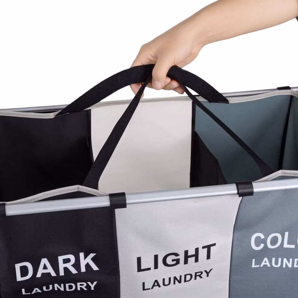 VOGREX Multicolour Collapsible 3 Compartment Large Laundry Basket Bag – 2