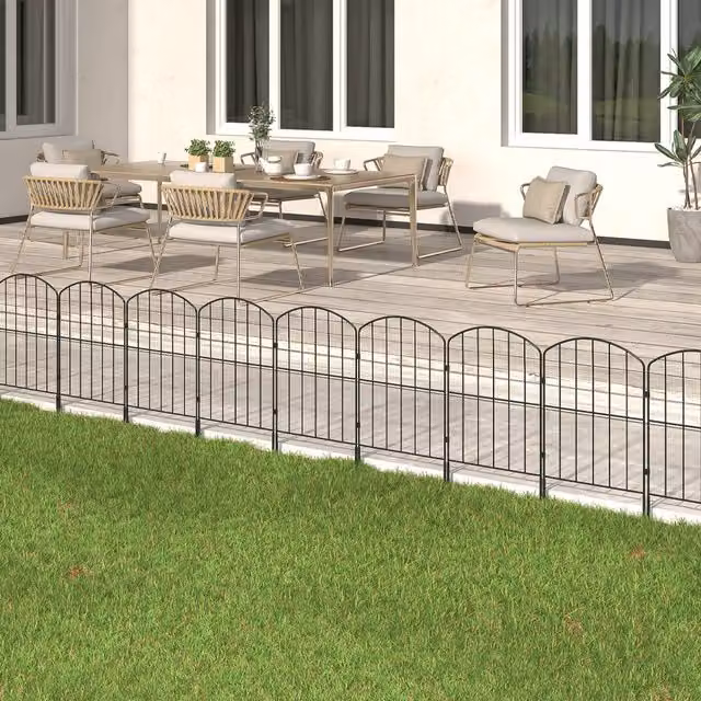 Komore 25 Piece Metal Dome Garden Edging Panels, Black, W: 31 cm, H: 61 cm