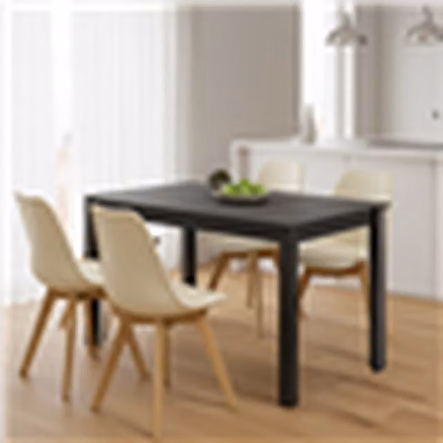 Kosy Koala Modern Rectangular Dining Table Set with 4 Cream Chairs in Grey