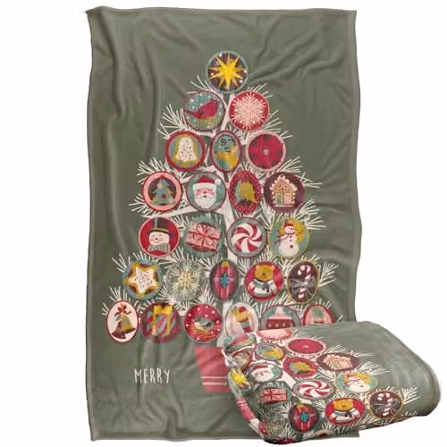 JQ Licensing Christmas Tree Ornaments Silky Touch Super Soft Fleece Throw Blanket, Multicolour, W/D/H: 91 x 147 cm – 1