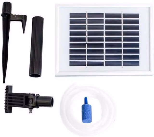 Solaray Primrose Solar Powered Pond Oxygenator Aerator with 1 Stone, Black and Multicolour