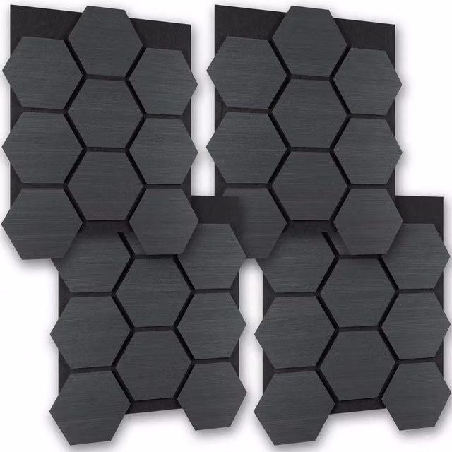 tectake Sound-Absorbing Felt Acoustic Panels in Black Oak Wood Look – 1