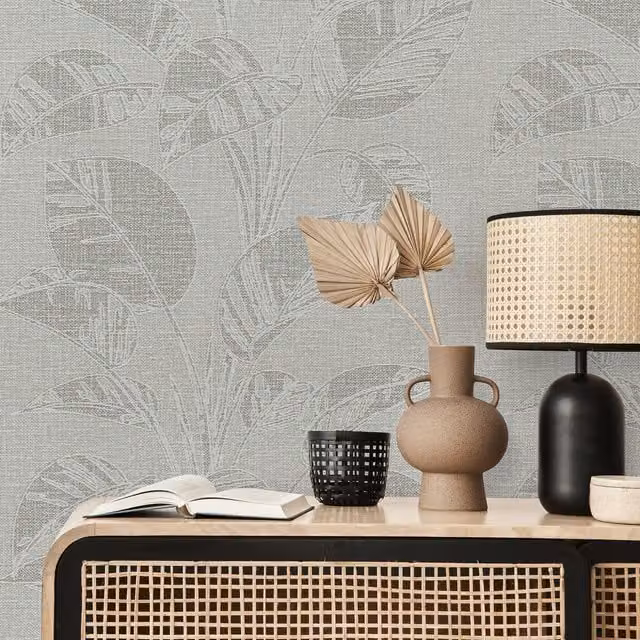 Erismann Largo Leaf Botanical Floral Green Vinyl Wallpaper