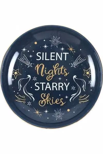 KDMD Silent Nights Starry Skies Ceramic Trinket Dish in Petrol Blue and Gold – 2