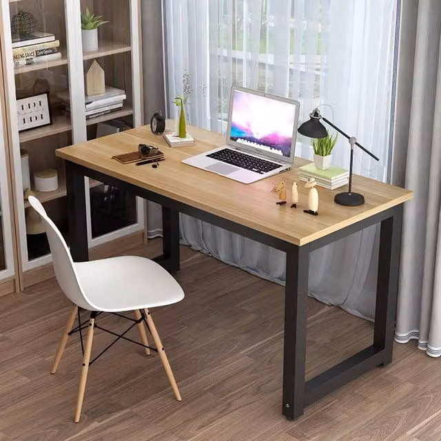 FORGEVIO Modern Computer Desk for Home Office in Natural Brown, W/D/H: 120 x 60 x 74 cm