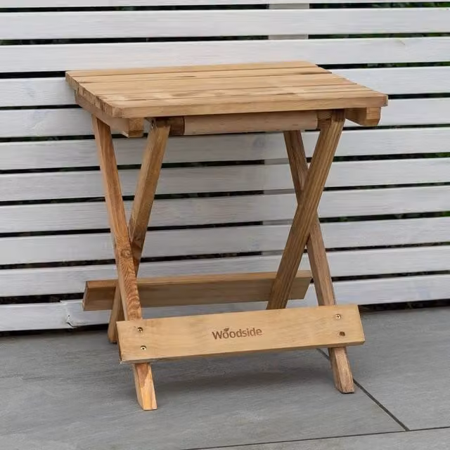 EONLION Brown Wooden Folding Garden Side Table for Coffee and Snacks – 1