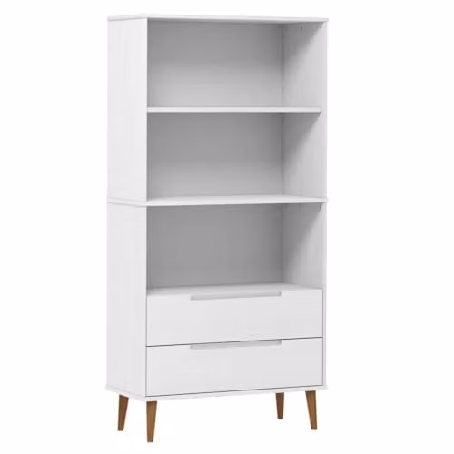 vidaXL MOLDE White Bookcase in Solid Pine Wood, W/D/H: 85 x 35 x 170.5 cm – 1