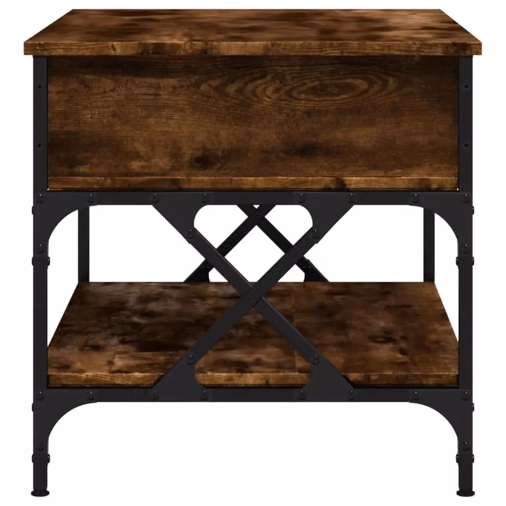 Berkfield Home Industrial Coffee Table in Smoked Oak and Brown, W/D/H: 70 x 50 x 50 cm – 5