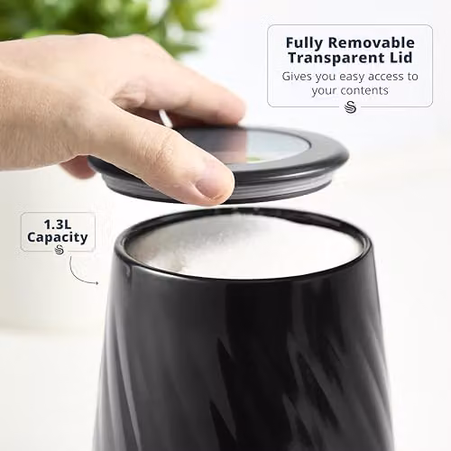 Swan Windsor Set of 3 Metal Canisters for Tea, Coffee and Sugar, Black, 1.3 l each – 3