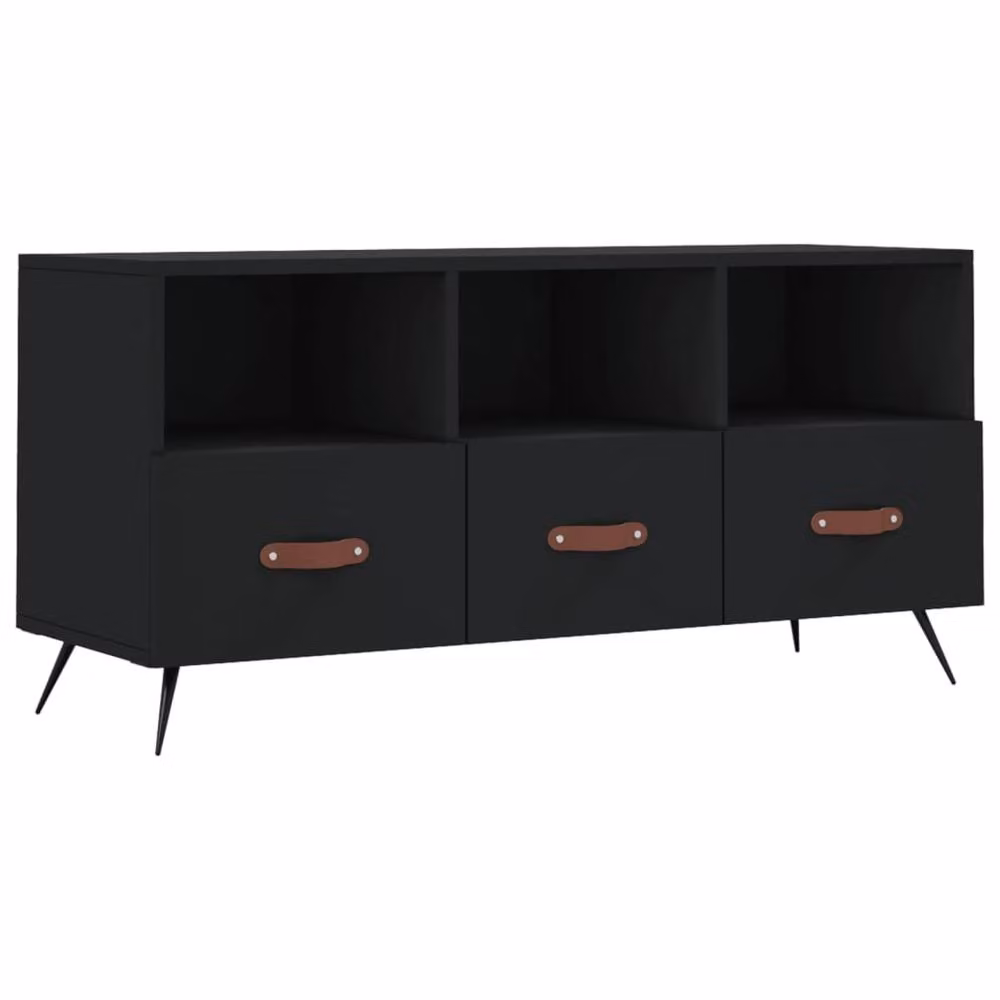 Berkfield Home Industrial TV Cabinet in Black Matt MDF and Metal, W/D/H: 102 x 36 x 50 cm – 2