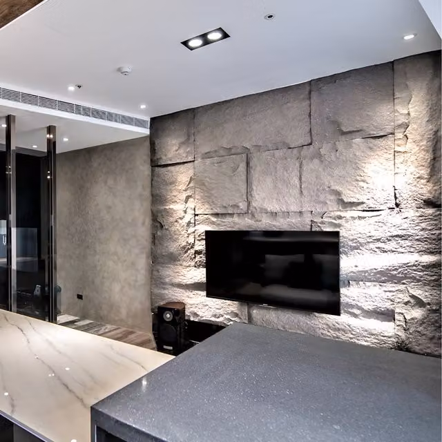 EnerJ Smart Grey Stone Look PU Wall Panel, W/D/H: 120 x 60 x 6 cm