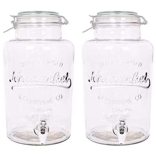 Rink Drink Glass Drinks Dispensers with Tap, 6.5L, Pack of 2, Transparent