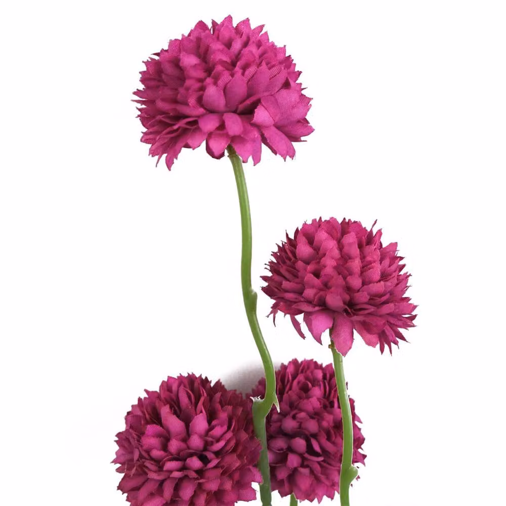 Leaf Pink Dahlia Pompom Artificial Stems, Pack of 6, Height: 50 cm – 4