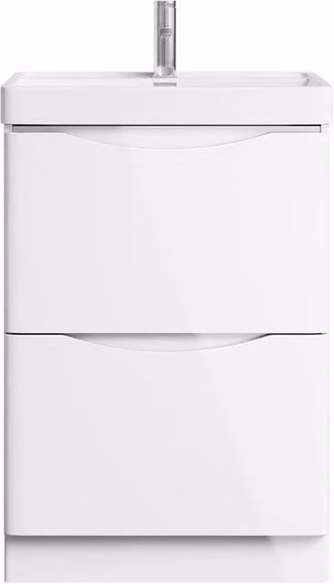 PAWNORA Modern Glossy White Freestanding Bathroom Vanity Unit