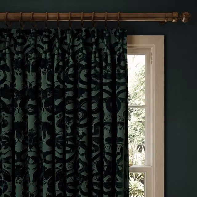House of Hackney Petrol Velvet Fabric Panel Curtain