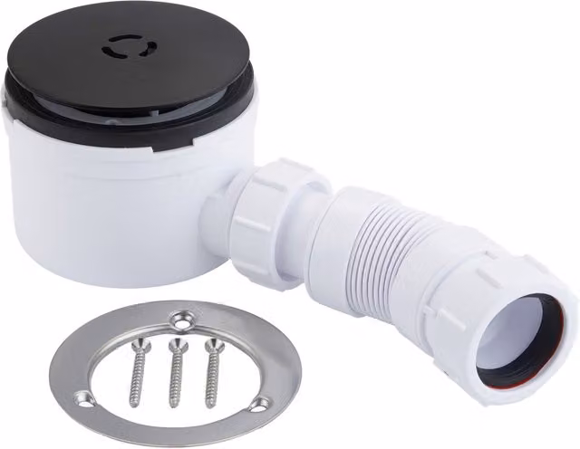 McAlpine 3 Pin Shower Trap with Flex Adaptor in Matt Black and White