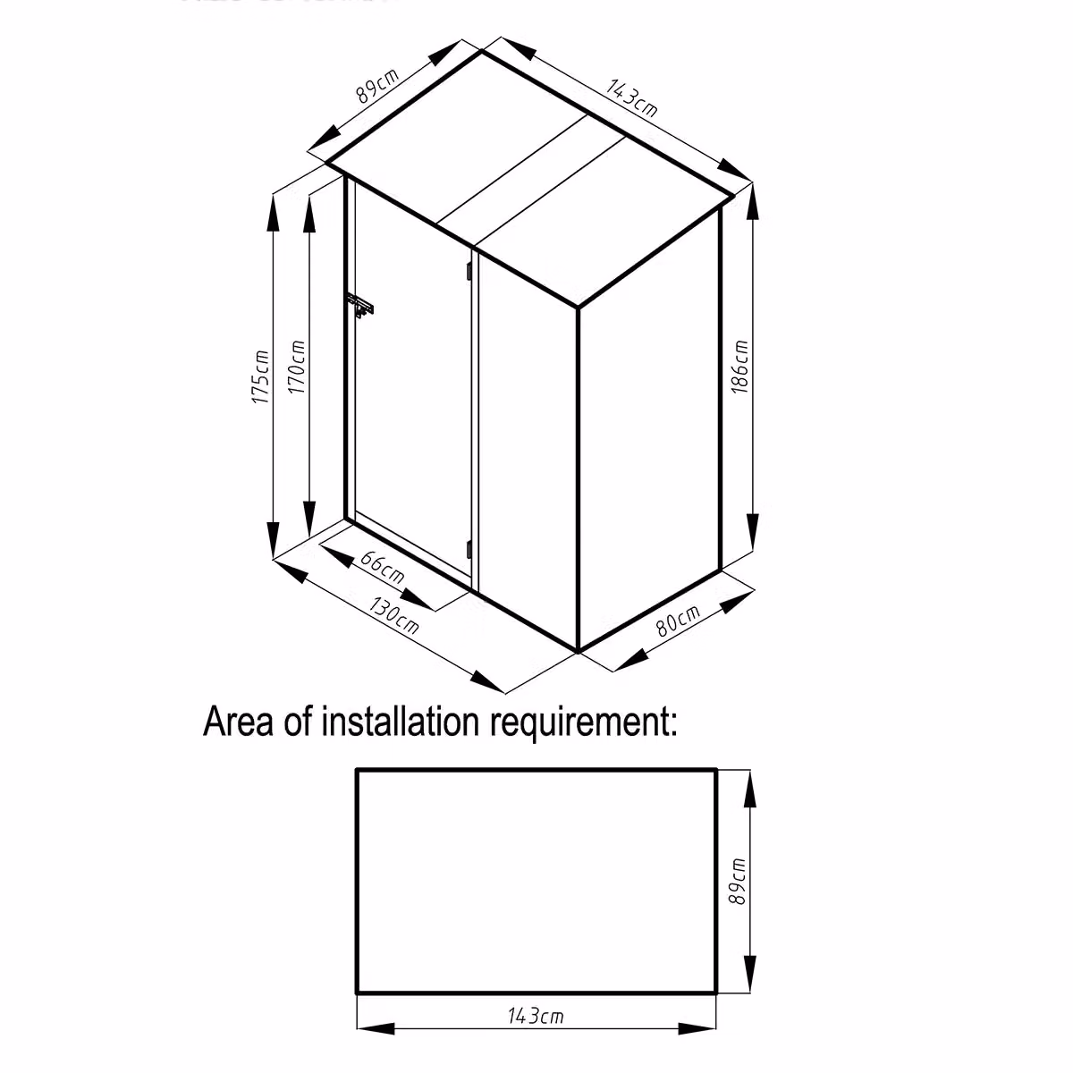 Charles Bentley Galvanised Steel Metal Storage Shed in Grey with Single Door and Gable Roof, W: 91.44 cm, D: 91.44 cm, H: 186.0 cm – 3