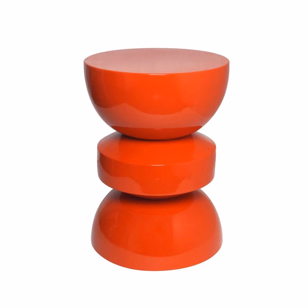 sweeek Rounded Metal Coffee Table, Side Table or Bedside Table with Glossy Orange Finish, W/D/H: 44.5 x 44.5 x 75 cm – 1