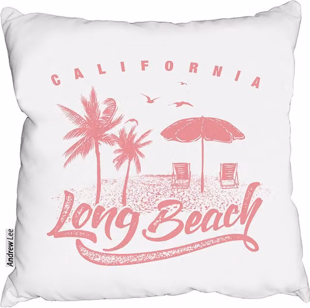 Calia Italia Long Beach Square Cushion in Pink and White, 60 x 60 cm