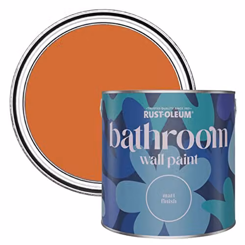 Rust-Oleum Tiger Tea Matt Water-Based Bathroom Wall and Ceiling Paint, Orange/Red, 2.5L
