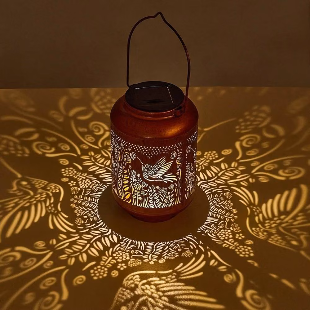 NESTLUNE Solar LED Moroccan Hanging Lantern Light in Bronze – 3