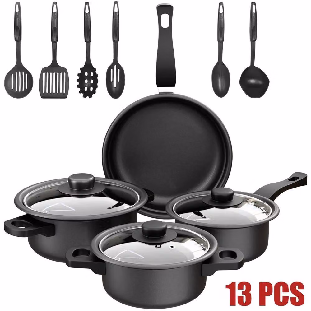 FORGEVIO 13-Piece Non-Stick Iron Pan and Pot Set in Black – 5