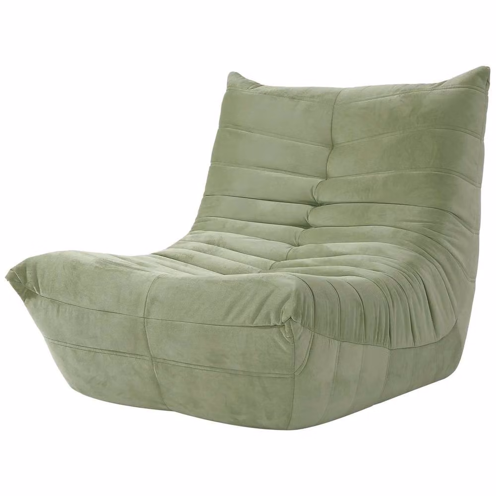 Dprodo Ergonomic Lazy Floor Sofa Couch in Green Microfibre Fabric with Shredded Memory Foam – 2