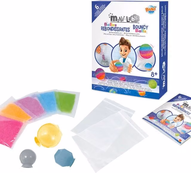 Buki Mini Lab Bouncy Balls in Blue, Pack of 8