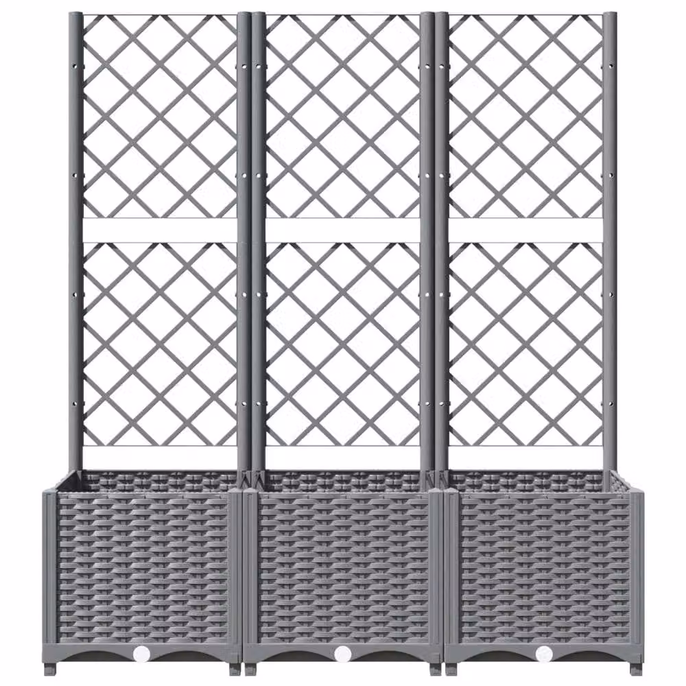 Berkfield Home Garden Planter with Trellis in Light Grey, W/D/H: 120 x 40 x 136 cm – 3