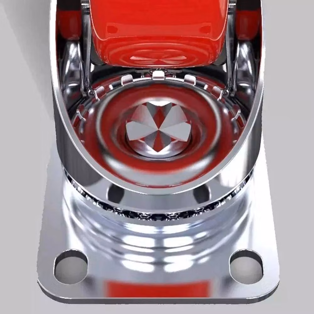 Kelvenix Set of 4 Heavy Duty Double Bearing Braked 100mm Swivel Castors in Silver with Rubber Wheels – 3