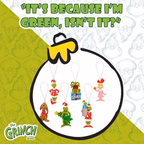 VFM e-Store Grinch 3D Christmas Tree Hanging Decorations, Multicolour, Pack of 6, W: 4 cm, H: 6.5 cm – 4