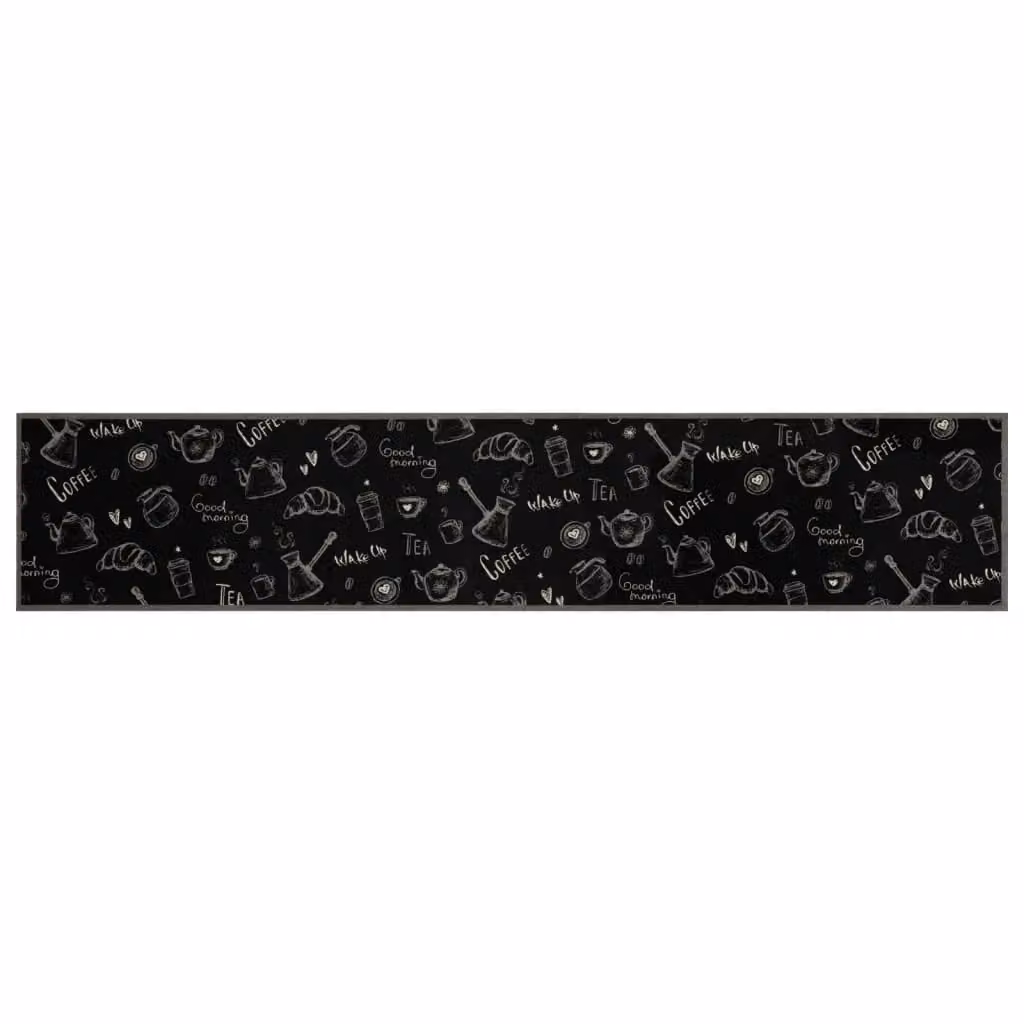 Berkfield Home Morning Black Washable Velvet Kitchen Rug, W: 60 cm, L: 300 cm – 2