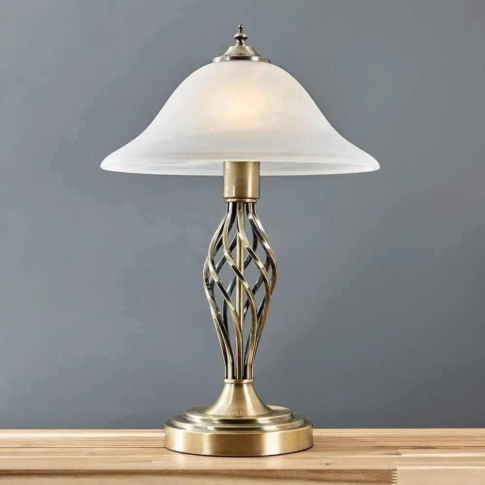 ValueLights Memphis Pair of Gold and White Table Lamps – 3