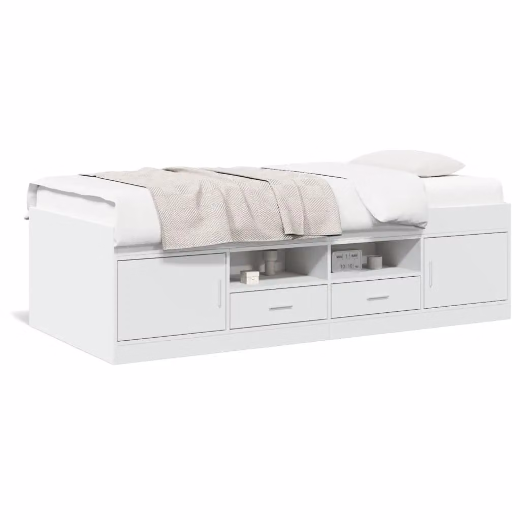 Berkfield Home Single Daybed with Drawers in White, W/D/H: 90 x 190 cm – 2