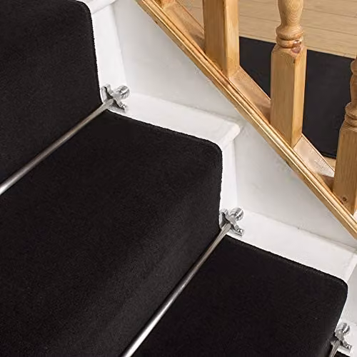 runrug Plain Black Stair Runner Carpet, W: 70 cm, L: 720 cm – 4