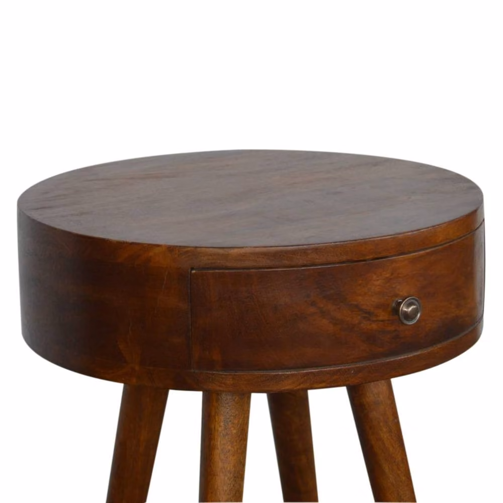 Wyld Haus Shoreham Round Mango Wood Bedside Table with Drawer, Brown, W/D/H: 40 x 40 x 56 cm – 3