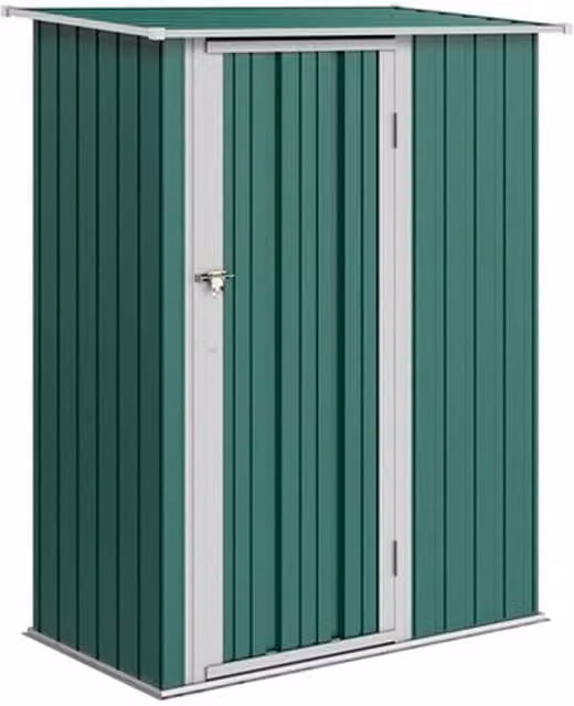 NESTLUNE Green Galvanised Steel Lean-to Outdoor Garden Storage Tall Cabinet W/D/H: 100 x 15 x 15 cm – 1