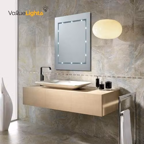 MiniSun Modern Slim Rectangular LED Battery Operated Wall-Mounted Bathroom Mirror in Silver and White, W/H: 40 x 35 cm – 2