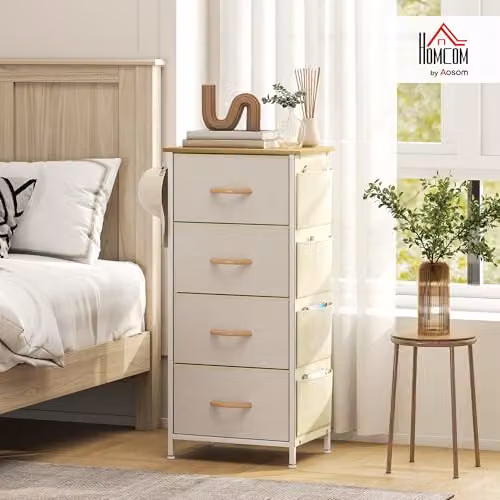 HOMCOM Beige Fabric Chest of Drawers for Bedroom – 2