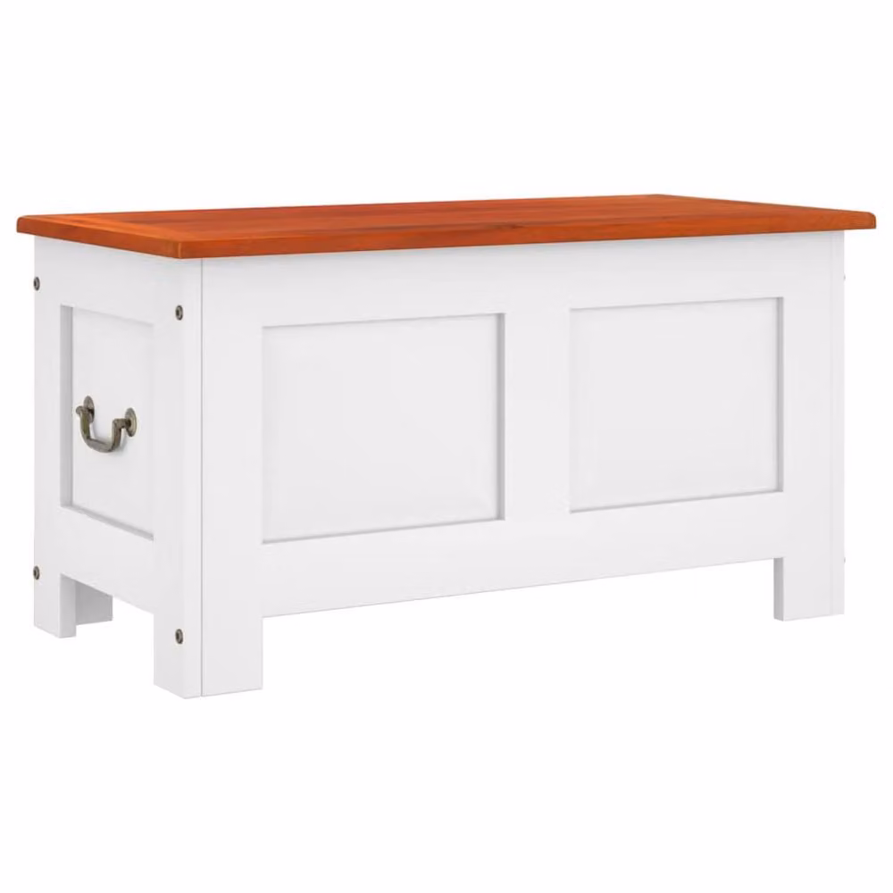 Berkfield Home Acacia Wood Storage Chest with Lid in Brown and White – 2