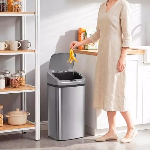 HOMCOM 48L Sensor Bin, Stainless Steel Automatic Kitchen Bin, Silver – 4
