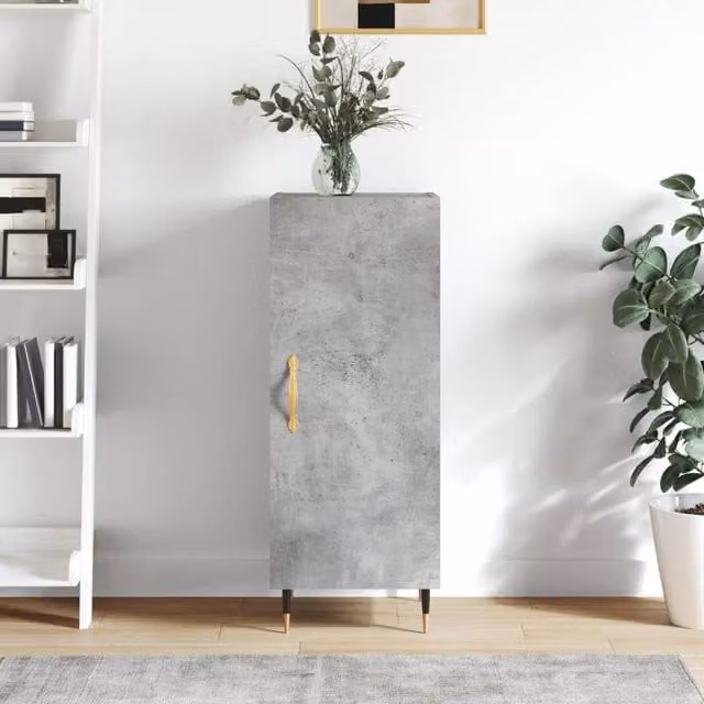 Berkfield Home Modern Sideboard in Concrete Grey, W/D/H: 34.5 x 34 x 90 cm