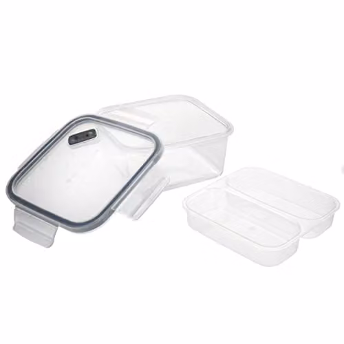 MasterClass Snap Lunch Box with Removable Divider in Transparent Plastic – 1