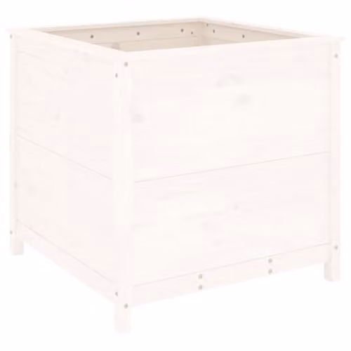 vidaXL White Pine Wood Garden Planter Tub W/D/H: 82.5 x 82.5 x 78 cm