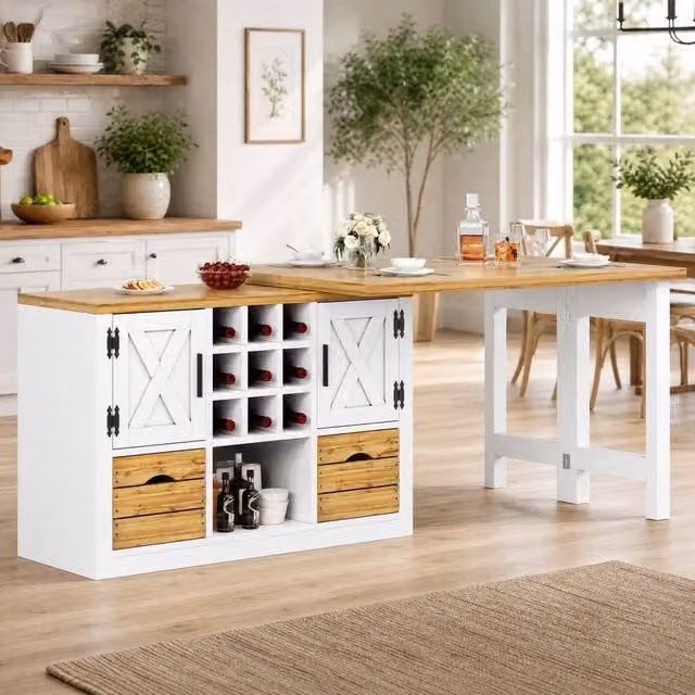 STILVORA White Extendable Dining Table with Sideboard – 1