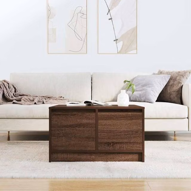 Berkfield Home Decorative Coffee Table with Drawers, Brown Oak, W/D/H: 70.5 x 70 x 40 cm
