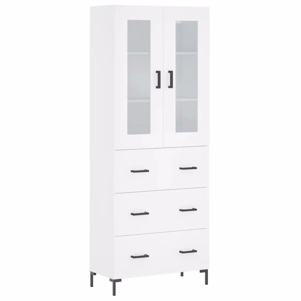 Berkfield Home White Modern Highboard W/D/H: 69.5 x 34 x 180 cm – 2