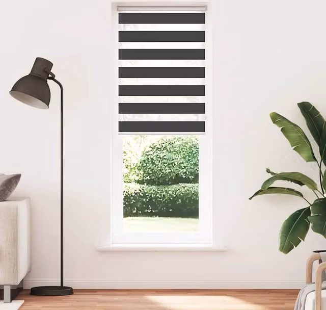 Berkfield Home Black Zebra Blind with Polyester Fabric, W: 70 cm, H: 230 cm – 1