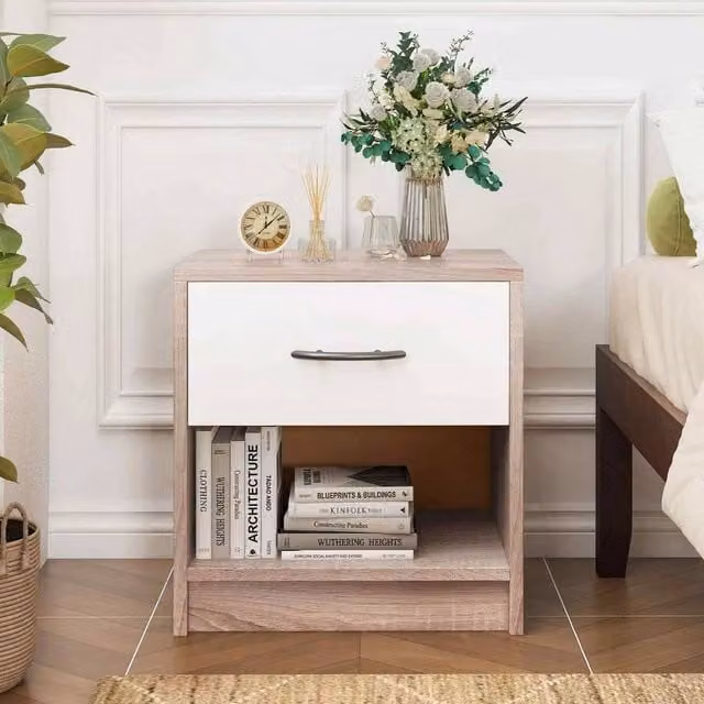 KORVIXA Modern Brown Bedroom End Table and Compact Nightstand – 1
